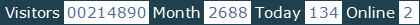總訪客數：214890、本月訪客數：2688、今日訪客：134、線上人數：2