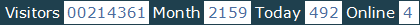 總訪客數：214361、本月訪客數：2159、今日訪客：492、線上人數：4